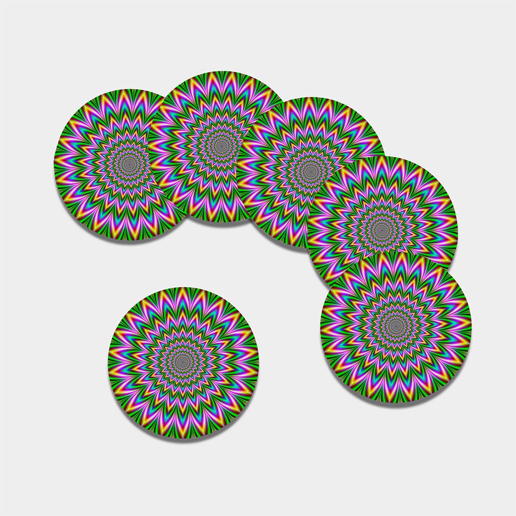 Psychedelic Radiant Optical Illusion Leather Coaster Set