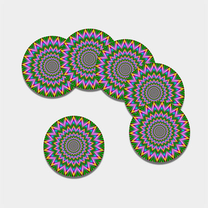 Psychedelic Radiant Optical Illusion Leather Coaster Set
