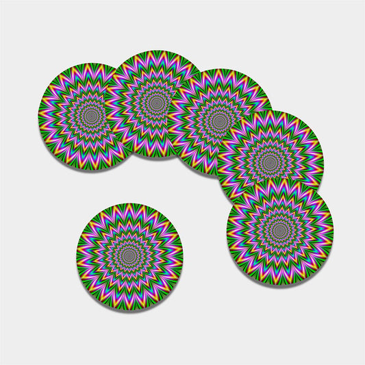 Psychedelic Radiant Optical Illusion Leather Coaster Set