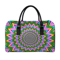 Psychedelic Radiant Optical Illusion Leather Duffel Bag