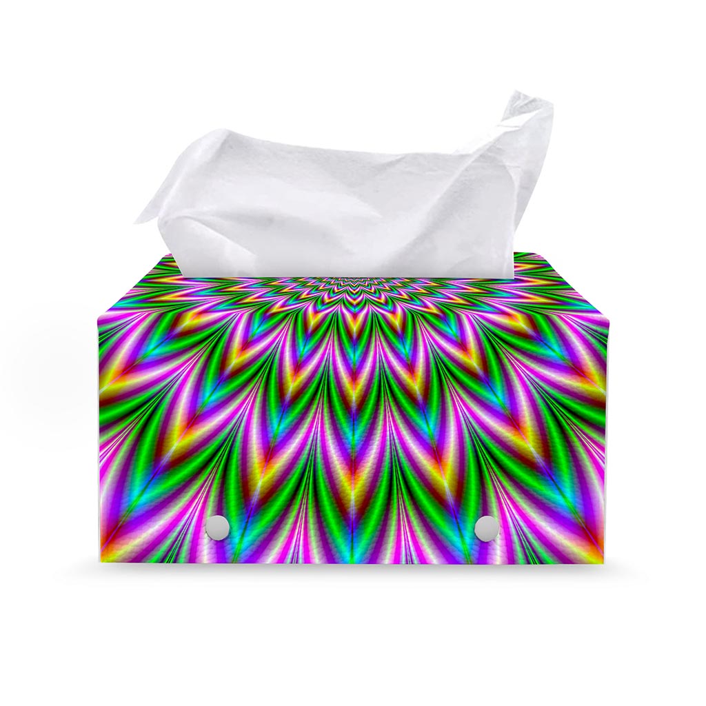 Psychedelic Radiant Optical Illusion Leather Tissue Box Cover