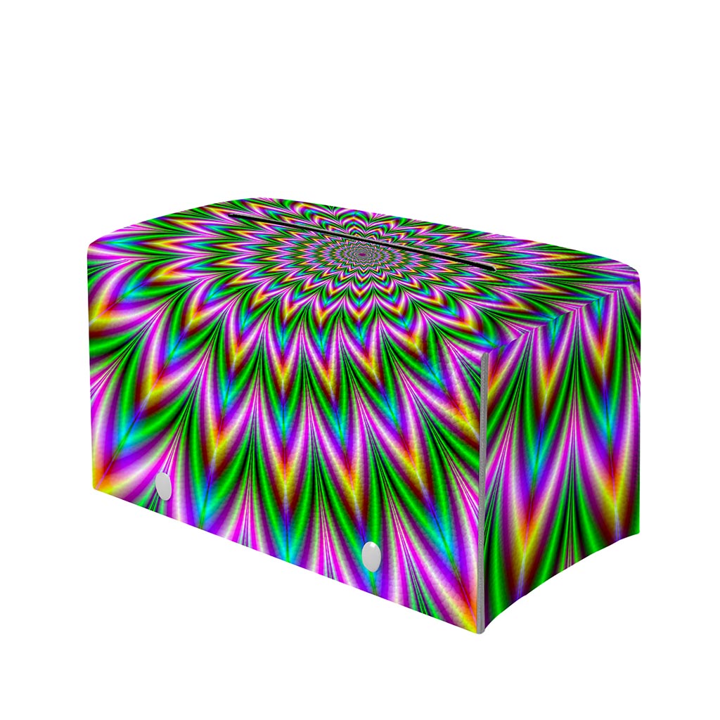 Psychedelic Radiant Optical Illusion Leather Tissue Box Cover