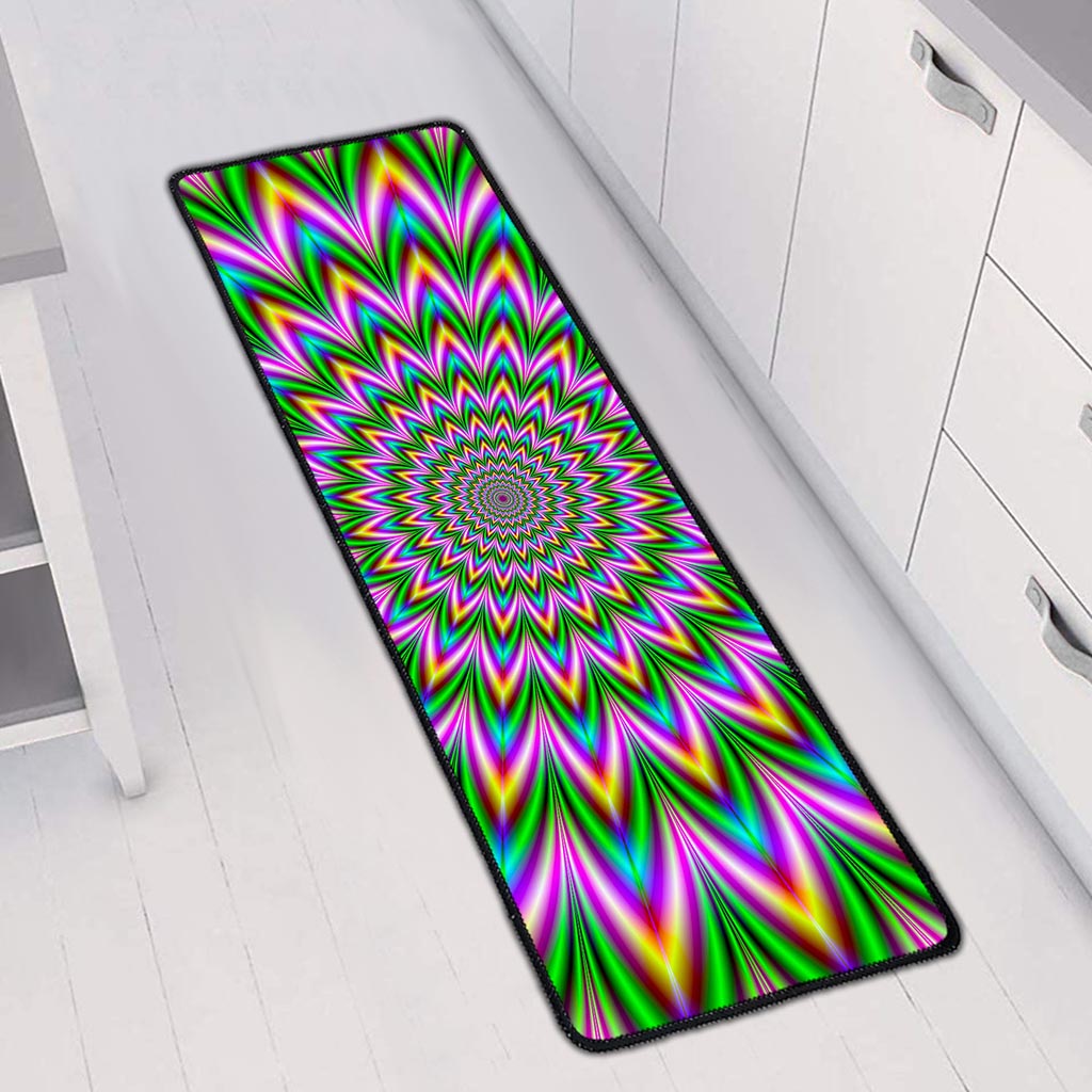 Psychedelic Radiant Optical Illusion Long Kitchen Mat