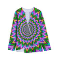 Psychedelic Radiant Optical Illusion Long Sleeve Short Coat