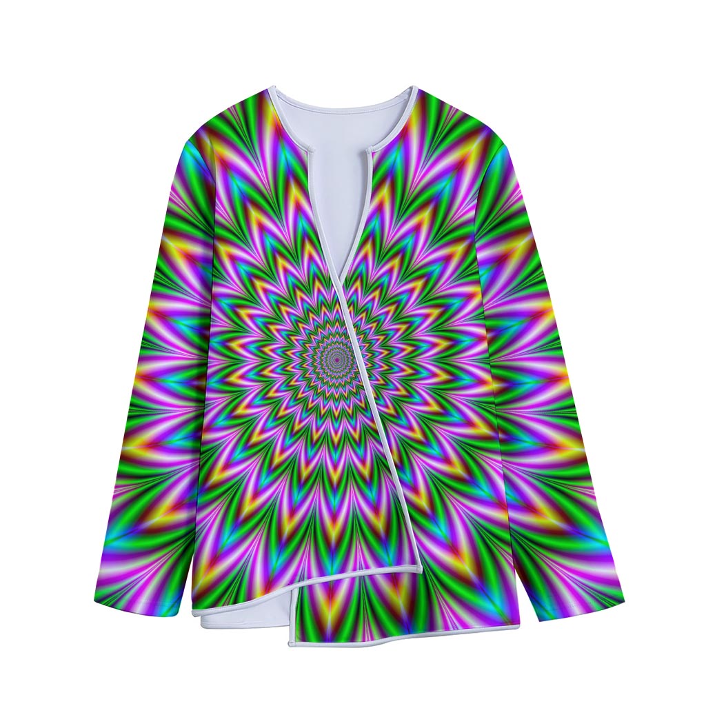 Psychedelic Radiant Optical Illusion Long Sleeve Short Coat