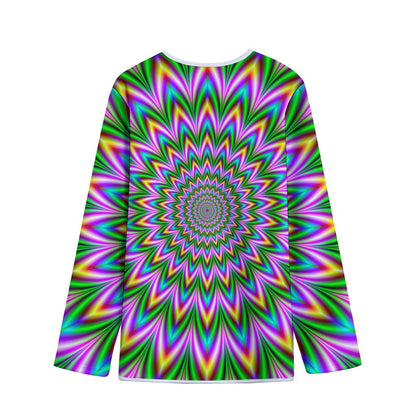 Psychedelic Radiant Optical Illusion Long Sleeve Short Coat