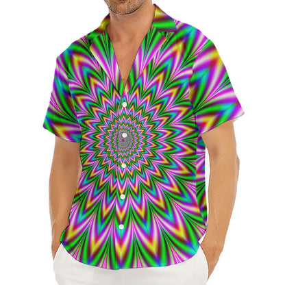 Psychedelic Radiant Optical Illusion Men's Deep V-Neck Shirt