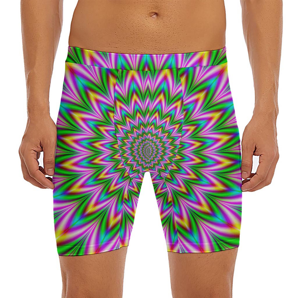Psychedelic Radiant Optical Illusion Men's Long Boxer Briefs