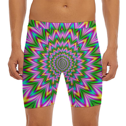 Psychedelic Radiant Optical Illusion Men's Long Boxer Briefs