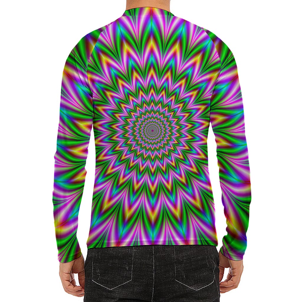 Psychedelic Radiant Optical Illusion Men's Long Sleeve Rash Guard