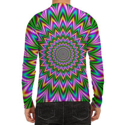 Psychedelic Radiant Optical Illusion Men's Long Sleeve Rash Guard