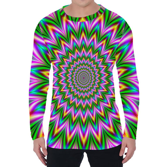 Psychedelic Radiant Optical Illusion Men's Long Sleeve T-Shirt