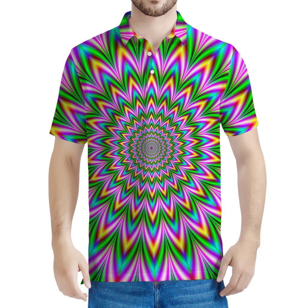 Psychedelic Radiant Optical Illusion Men's Polo Shirt