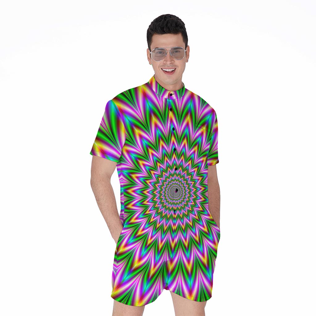 Psychedelic Radiant Optical Illusion Men's Rompers