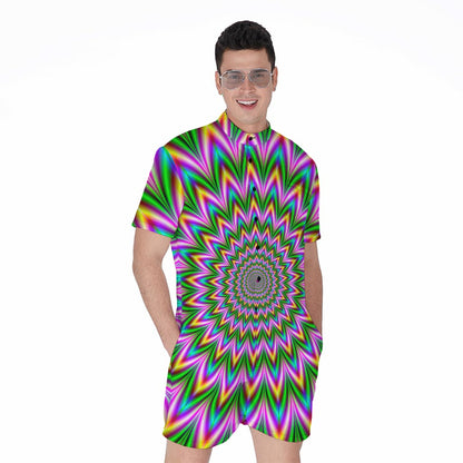 Psychedelic Radiant Optical Illusion Men's Rompers