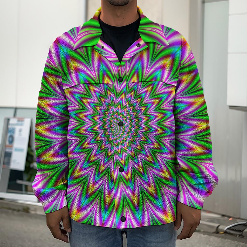 Psychedelic Radiant Optical Illusion Men's Shirt Jacket