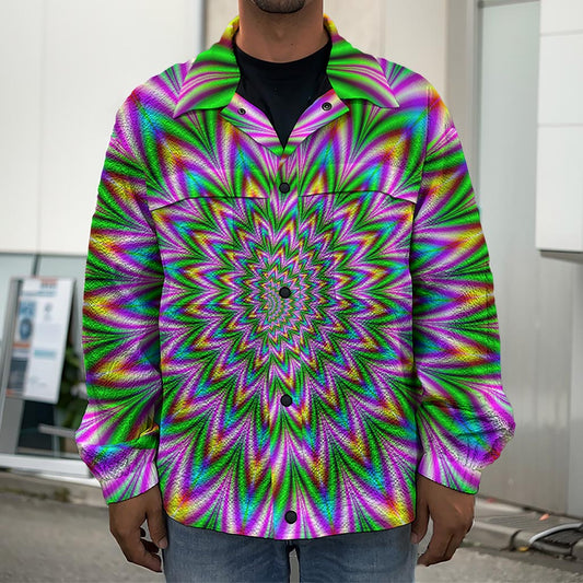 Psychedelic Radiant Optical Illusion Men's Shirt Jacket
