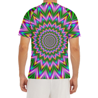 Psychedelic Radiant Optical Illusion Men's Short Sleeve Rash Guard