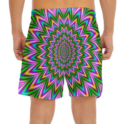 Psychedelic Radiant Optical Illusion Men's Split Running Shorts