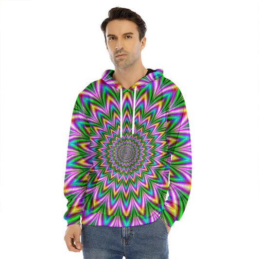 Psychedelic Radiant Optical Illusion Men's Velvet Pullover Hoodie