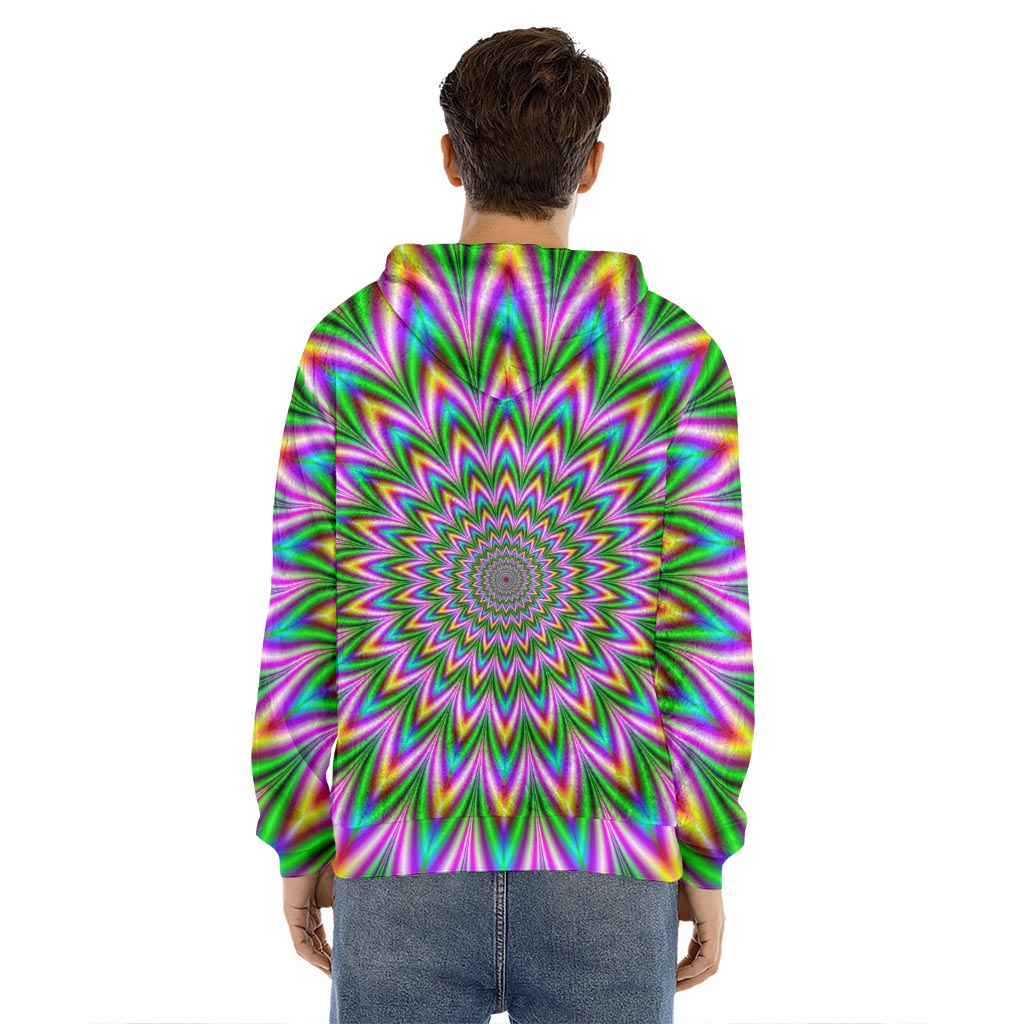 Psychedelic Radiant Optical Illusion Men's Velvet Pullover Hoodie