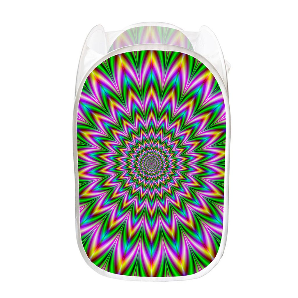 Psychedelic Radiant Optical Illusion Mesh Laundry Hamper