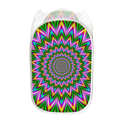 Psychedelic Radiant Optical Illusion Mesh Laundry Hamper