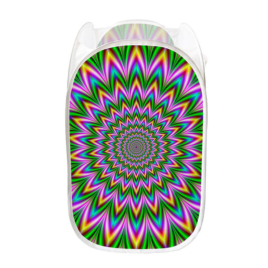 Psychedelic Radiant Optical Illusion Mesh Laundry Hamper