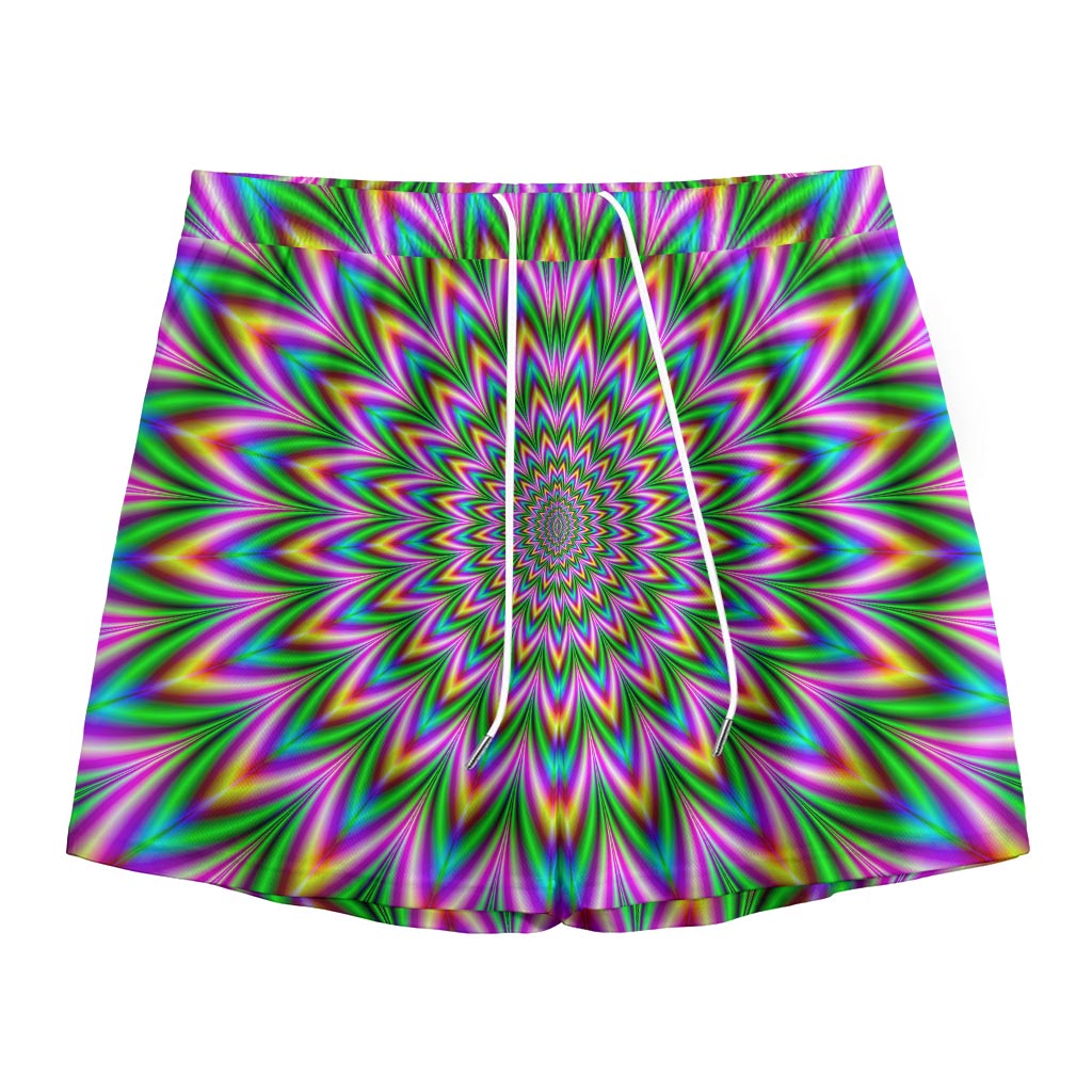 Psychedelic Radiant Optical Illusion Mesh Shorts