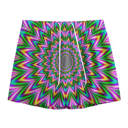 Psychedelic Radiant Optical Illusion Mesh Shorts