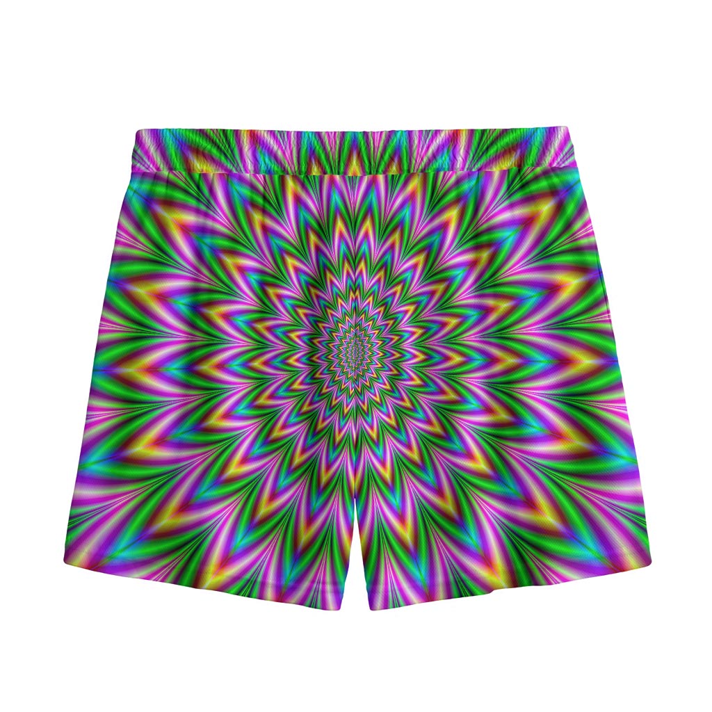 Psychedelic Radiant Optical Illusion Mesh Shorts