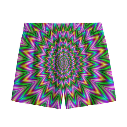 Psychedelic Radiant Optical Illusion Mesh Shorts