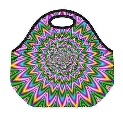 Psychedelic Radiant Optical Illusion Neoprene Lunch Bag