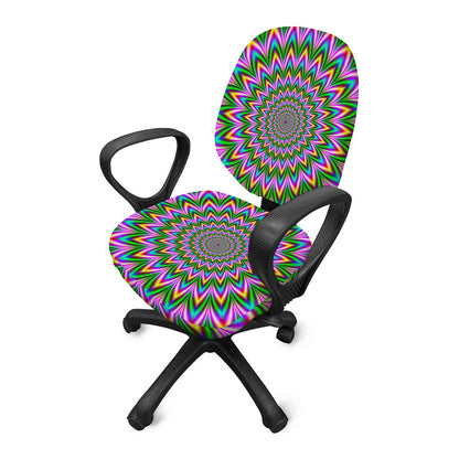 Psychedelic Radiant Optical Illusion Office Chair Cover