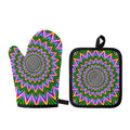 Psychedelic Radiant Optical Illusion Oven Mitt And Pot Holder Set