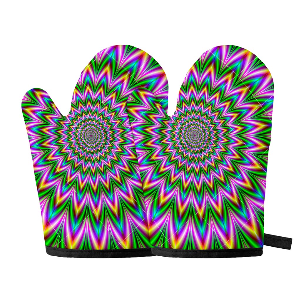 Psychedelic Radiant Optical Illusion Oven Mitts