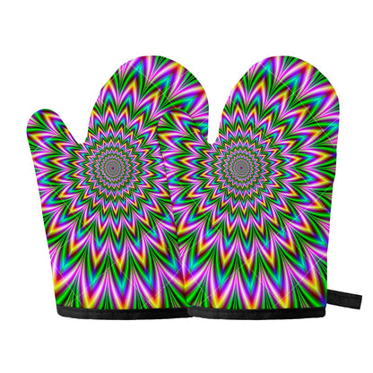 Psychedelic Radiant Optical Illusion Oven Mitts