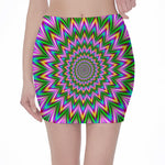 Psychedelic Radiant Optical Illusion Pencil Mini Skirt