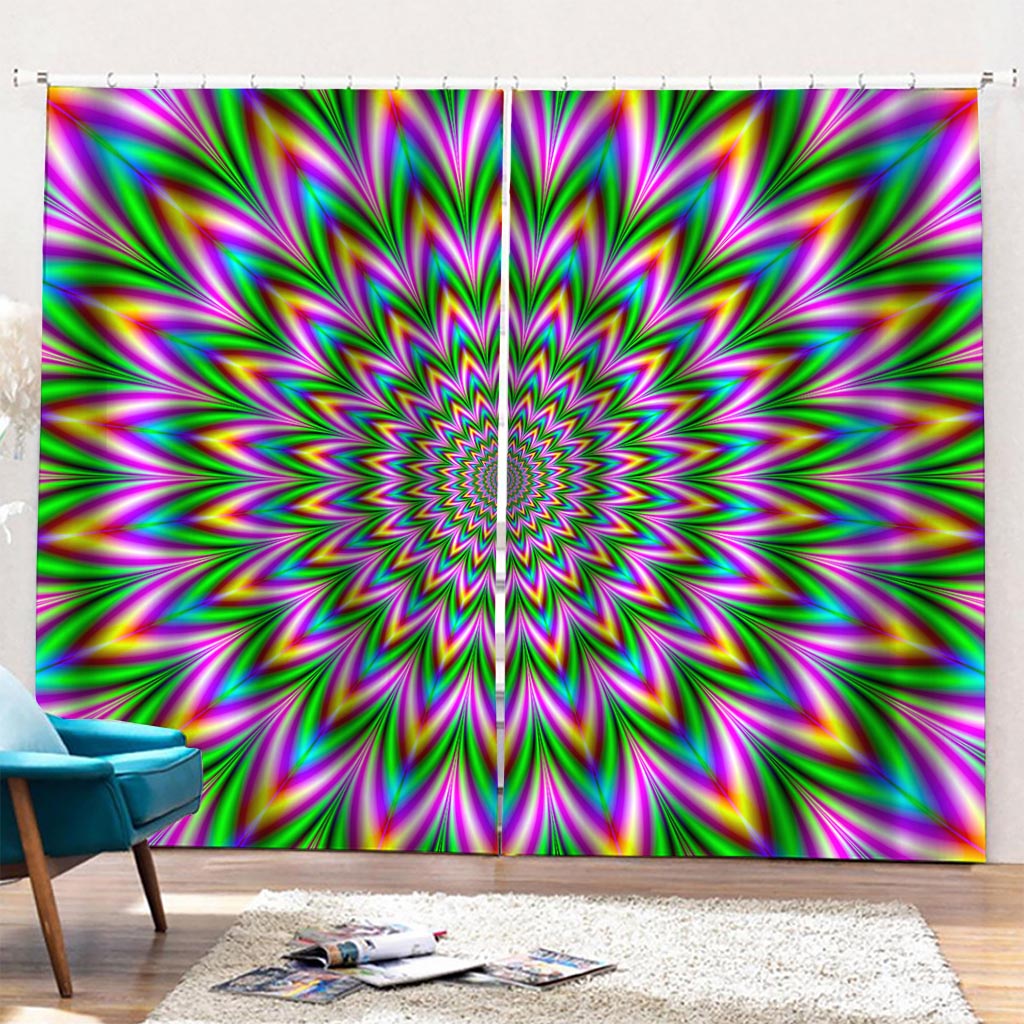 Psychedelic Radiant Optical Illusion Pencil Pleat Curtains