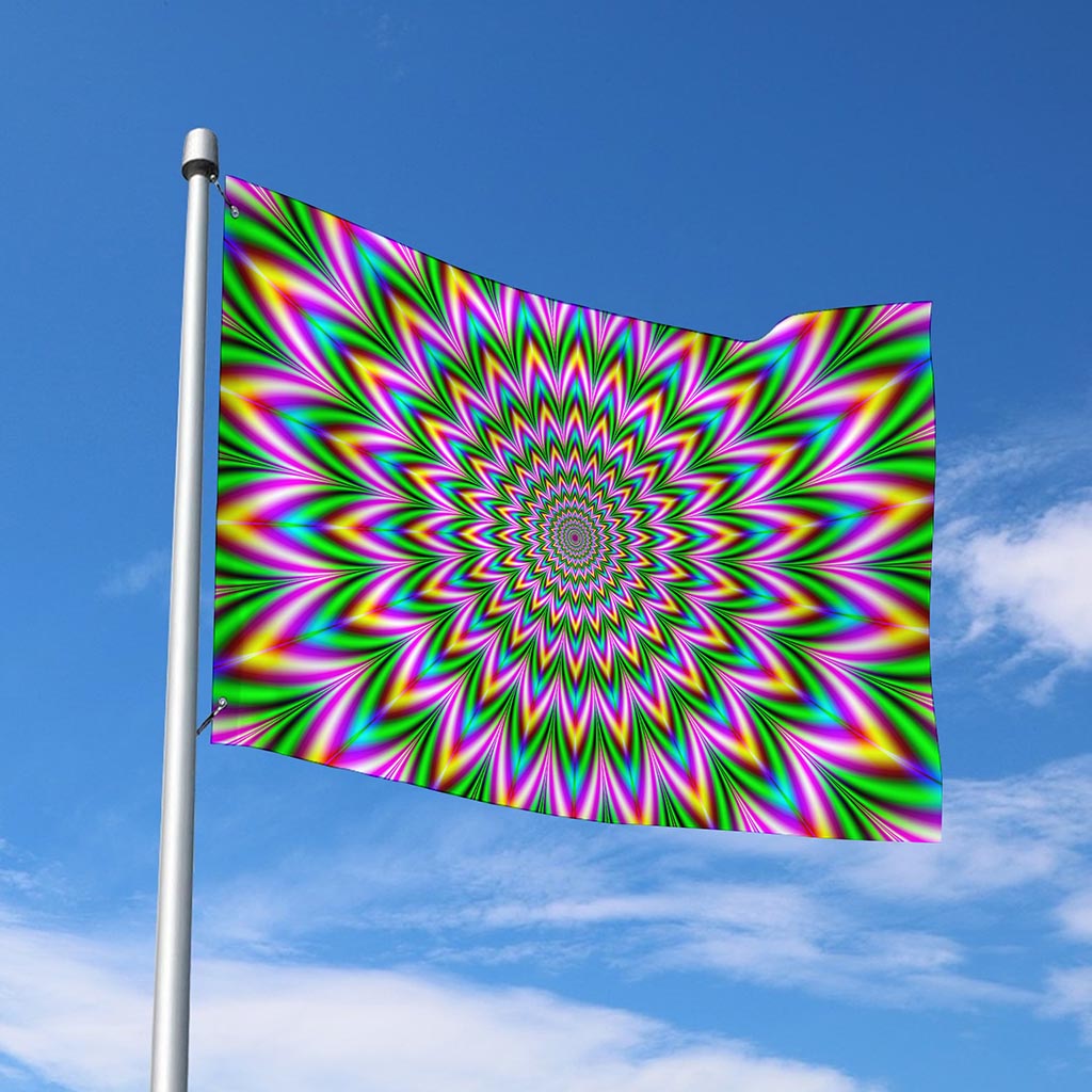 Psychedelic Radiant Optical Illusion Polyester Flag