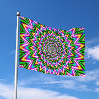 Psychedelic Radiant Optical Illusion Polyester Flag