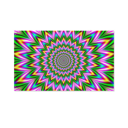 Psychedelic Radiant Optical Illusion Polyester Flag