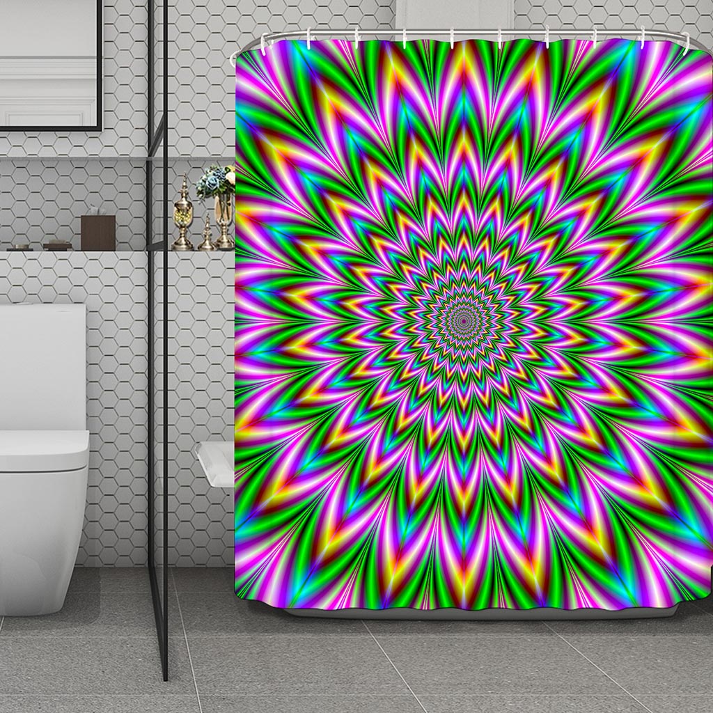 Psychedelic Radiant Optical Illusion Polyester Shower Curtain