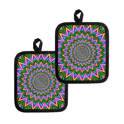 Psychedelic Radiant Optical Illusion Pot Holders