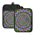 Psychedelic Radiant Optical Illusion Pot Holders With Pocket