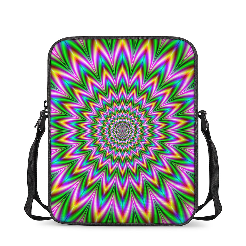 Psychedelic Radiant Optical Illusion Rectangular Crossbody Bag