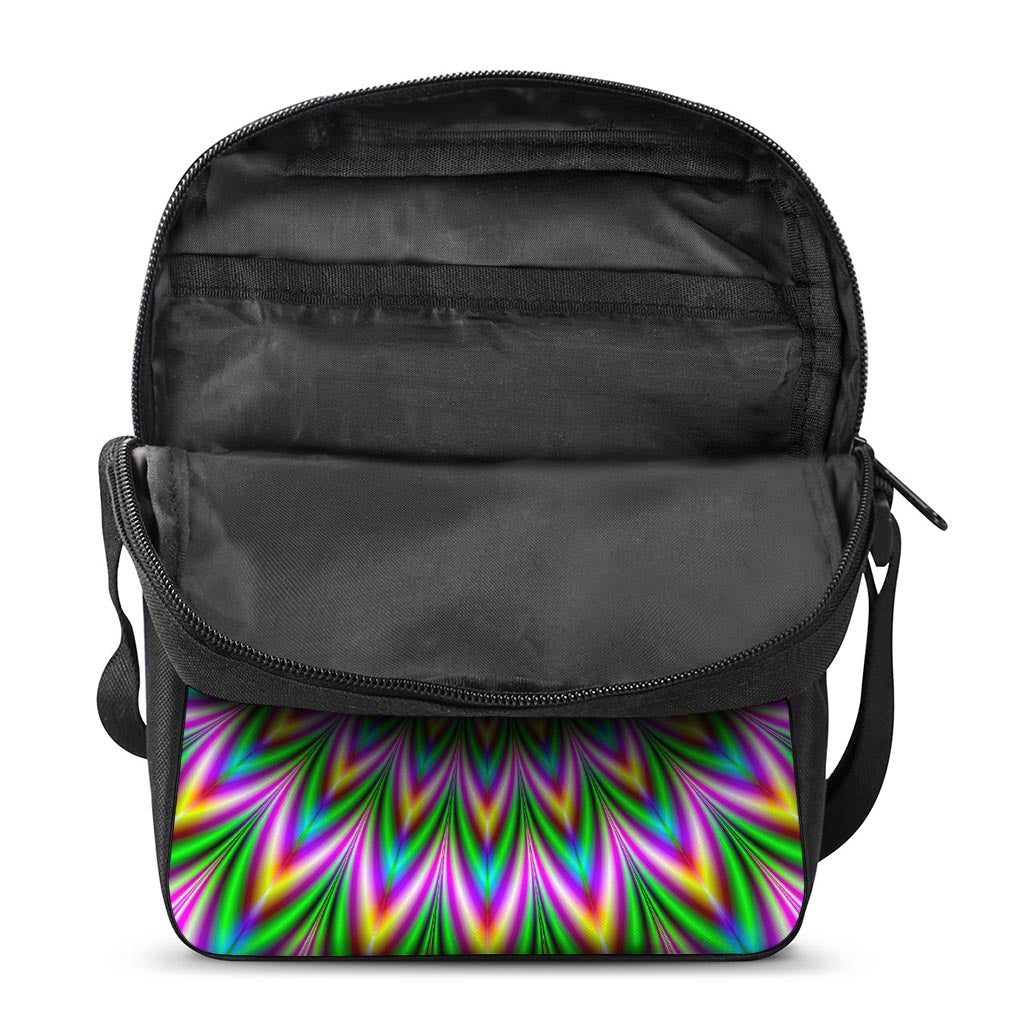 Psychedelic Radiant Optical Illusion Rectangular Crossbody Bag