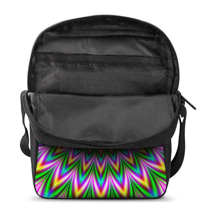 Psychedelic Radiant Optical Illusion Rectangular Crossbody Bag