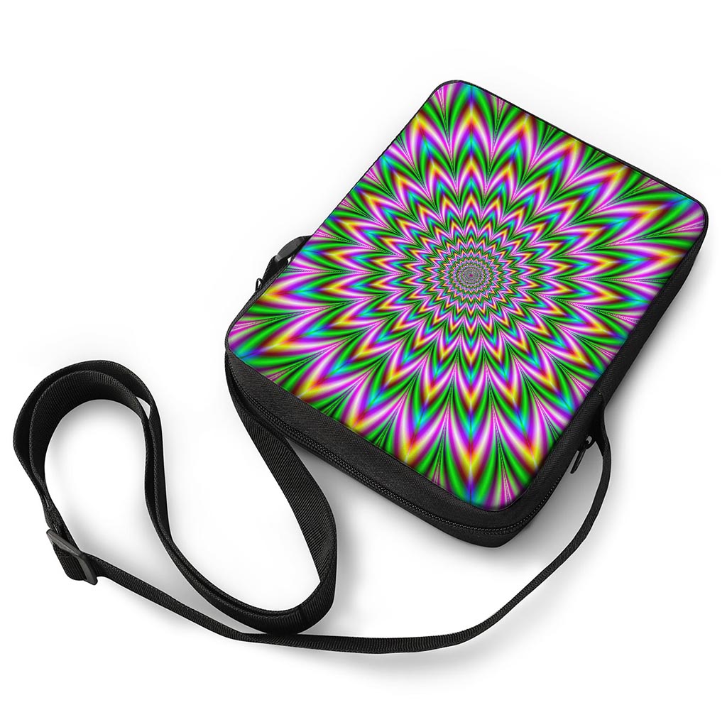 Psychedelic Radiant Optical Illusion Rectangular Crossbody Bag