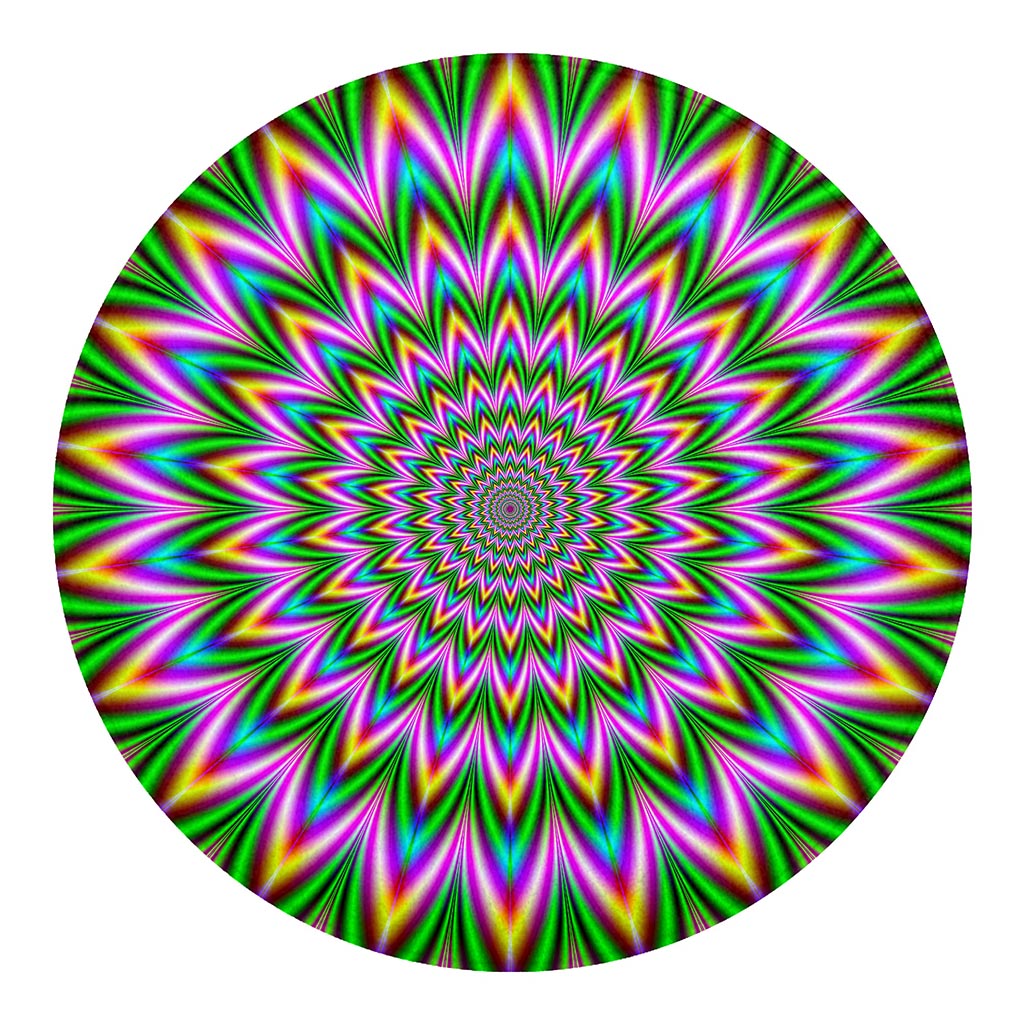 Psychedelic Radiant Optical Illusion Round Blanket